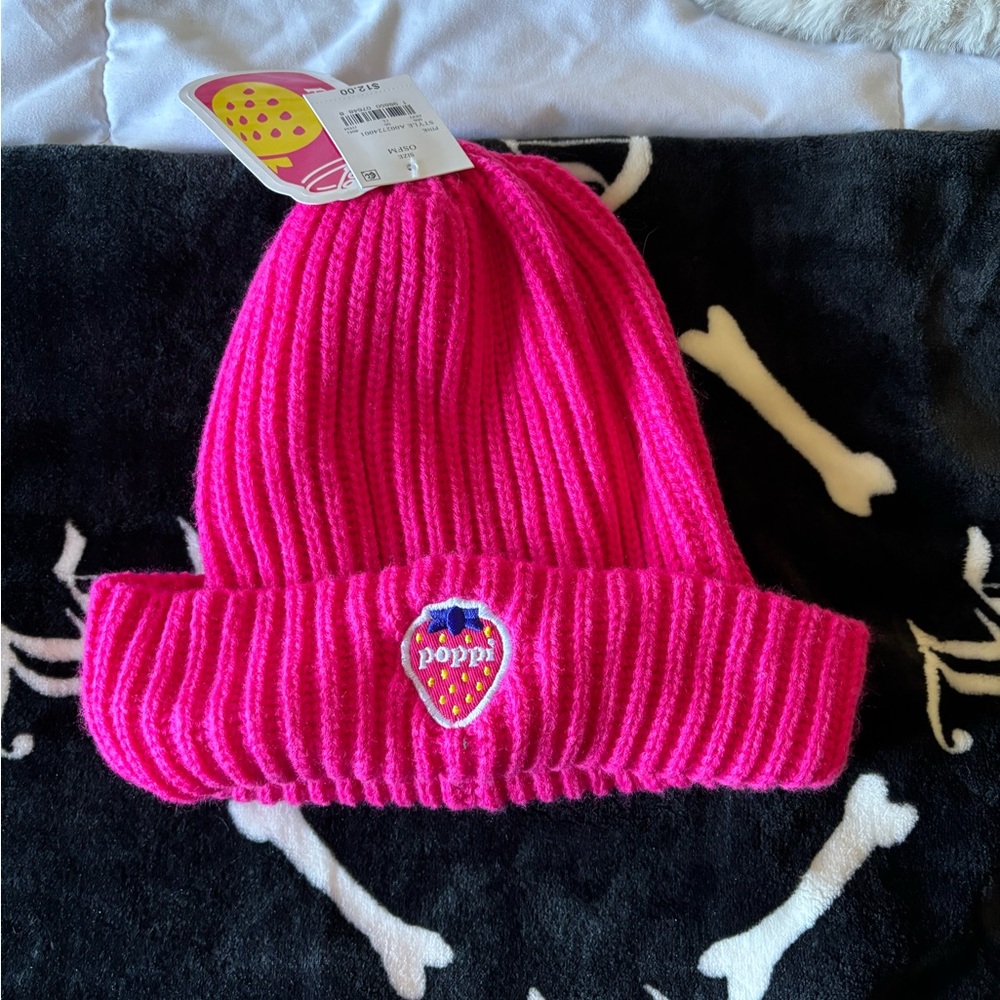 Target Bright Pink poppi beanie